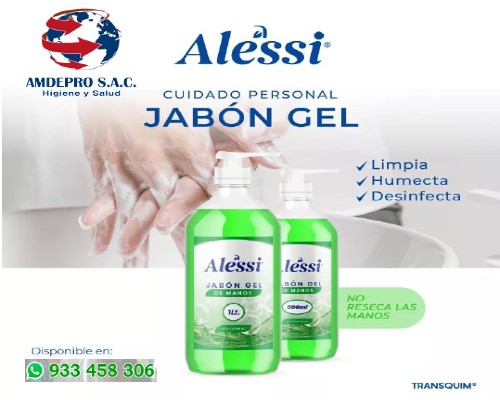 JABON EN GEL PARA MANOS ALESSI.AMDEPRO SAC HIGIENE Y SALUD